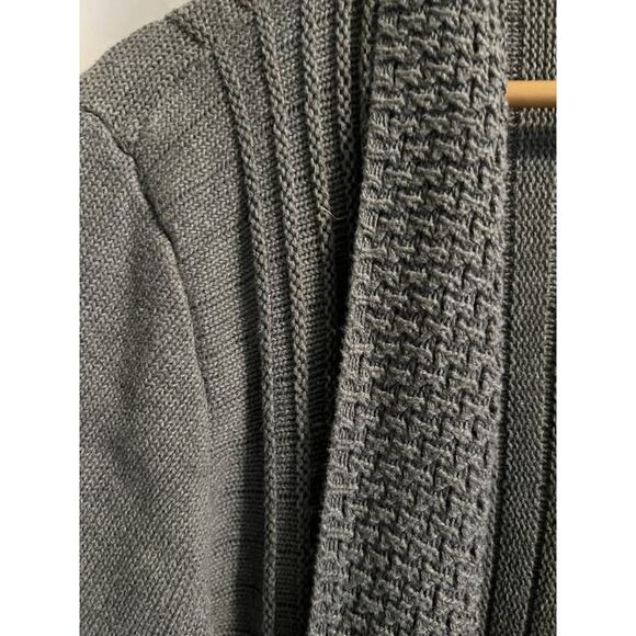 BOLD ELEMENTS Large Open Front Cardigan Side Slits Light Weight Heathered Gray - Picture 3 of 10